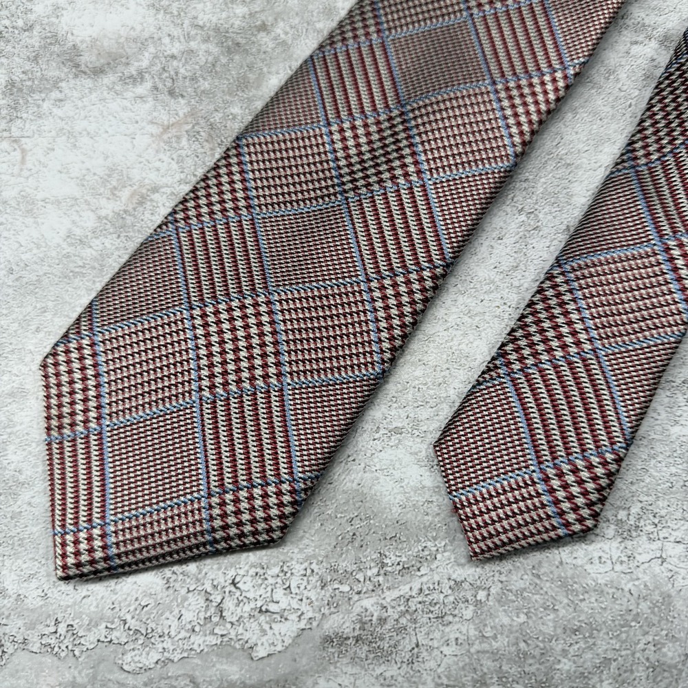 ENRO 100% Silk Tie Mens OS Red Plaids & Checks‎ Made In China Necktie 58x3.25"